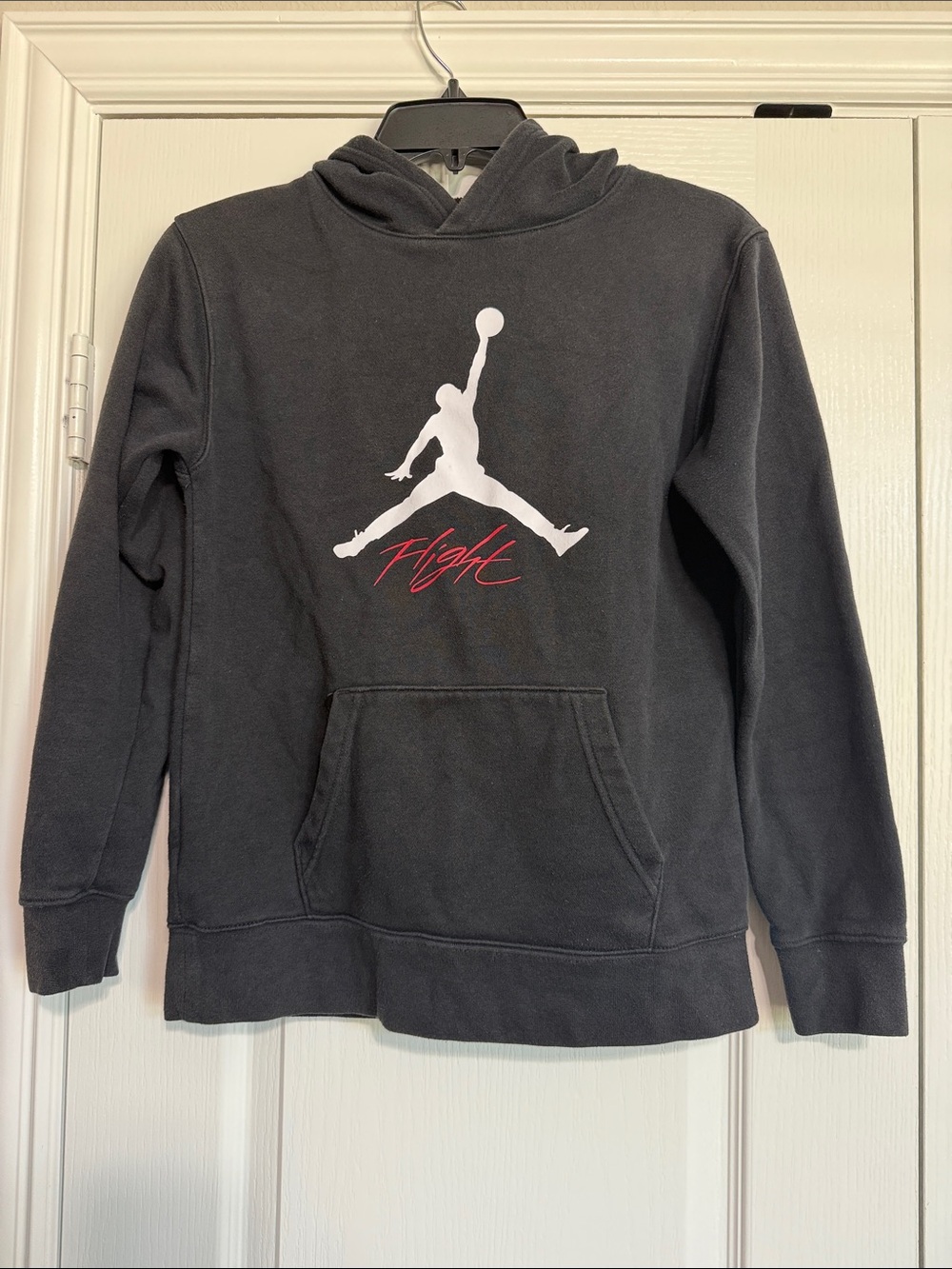 Jordan Black Crewneck Hoodie with White Jumpman and Red Script